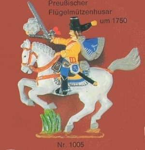 Nürnberger Meisterzinn Preußischer  Husar Fahnenträger 1004 