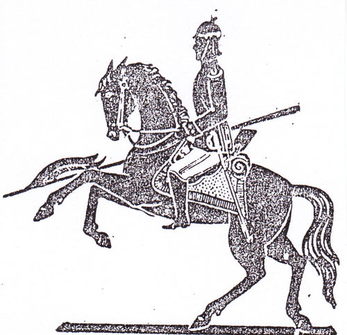 Soldat mit Lanze zu Pferd groß