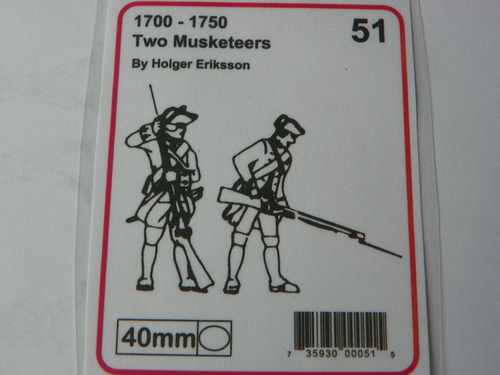 2 Musketiere mit Gewehr ladend 40mm halbplastisch Nr.51