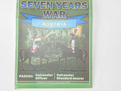 7 Jähriger Krieg Kürassier Offizier und Standarte Reiter Pa 3121